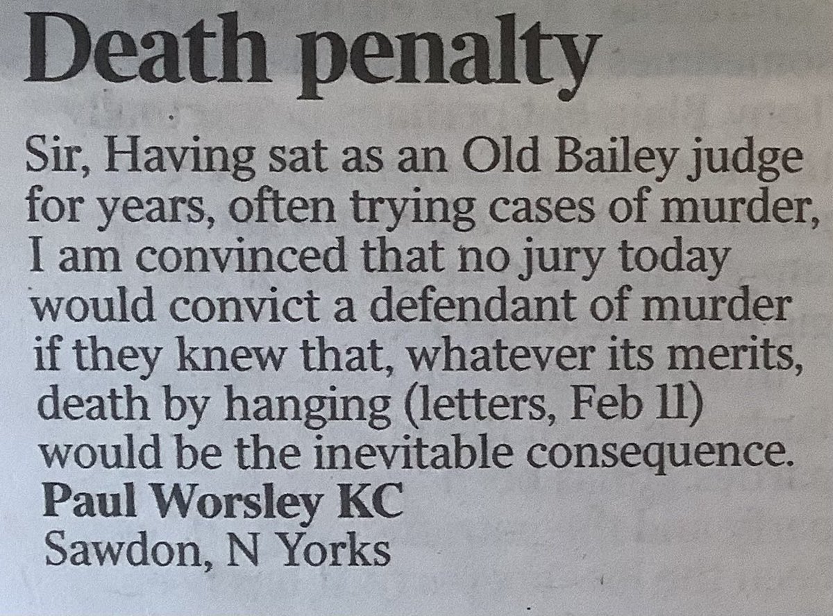 Letter from today’s Times