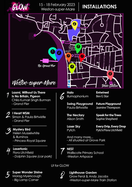 There's only one more sleep before the GLOW Festival in Grove Park and here's a map showing the attractions. To see the main event, from Wednesday to Saturday night, you need tickets from ticketsource.co.uk/theatre-orchar… but there are also some installations in town you can see for free.