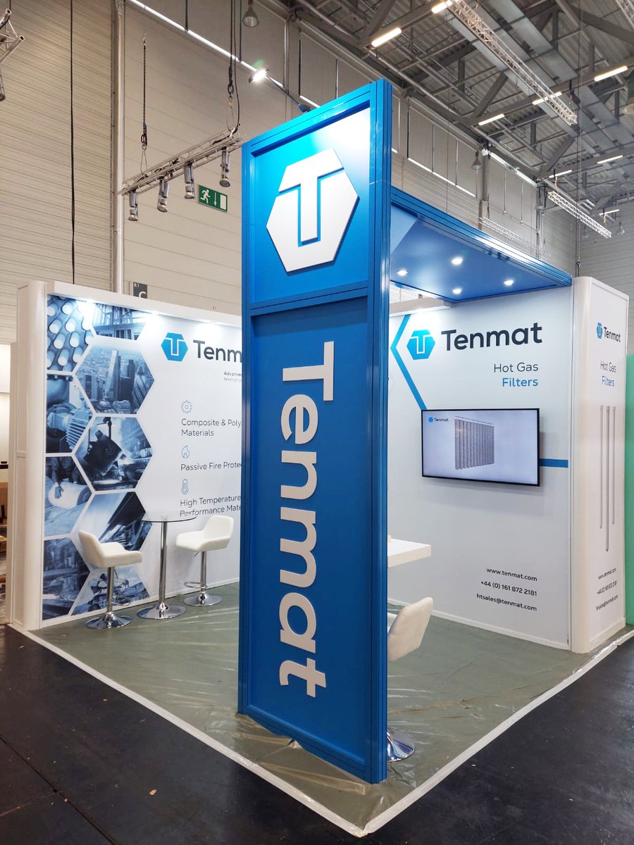 Up now at Filtech in Cologne! The stand for <a href="/TENMATltd/">Tenmat</a> looking great in its smaller form complete with TV and tall branded tower. 
#exhibition #exhibitionstands #manufacturing