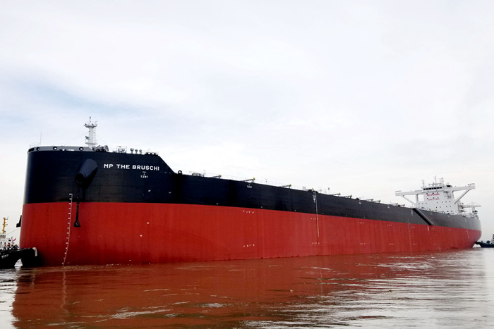 tonnagewatch's tweet photo. Following the Super Bowl, it's only fitting to mention this girthy 208,000 DWT Bulk Carrier, the MP the Bruschi (IMO 9860972), which was named after Hall of Famer Teddy Bruschi. I am no NFL fan, but owners of this lady certainly are... https://t.co/JJiaDGidst