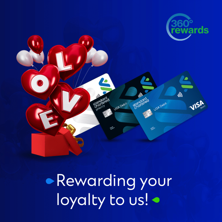 StanChartUGA's tweet photo. This Valentine, we are rewarding you for banking with us. Use your Standard Chartered Visa debit card to pay for your Valentine’s treats and earn reward points on our 360° Rewards Programme.
For more information, visit https://t.co/B6NF4I4nvn #SCRewards #ValentinesDay https://t.co/nz4o5g6vll