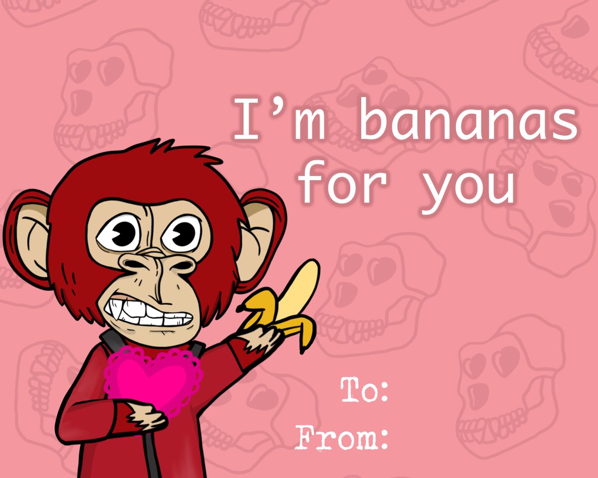 BaycCouncil's tweet photo. Happy Valentine’s Day 🍌 ❤️
Send these to a loved ape 💌 https://t.co/NMA22yClCZ