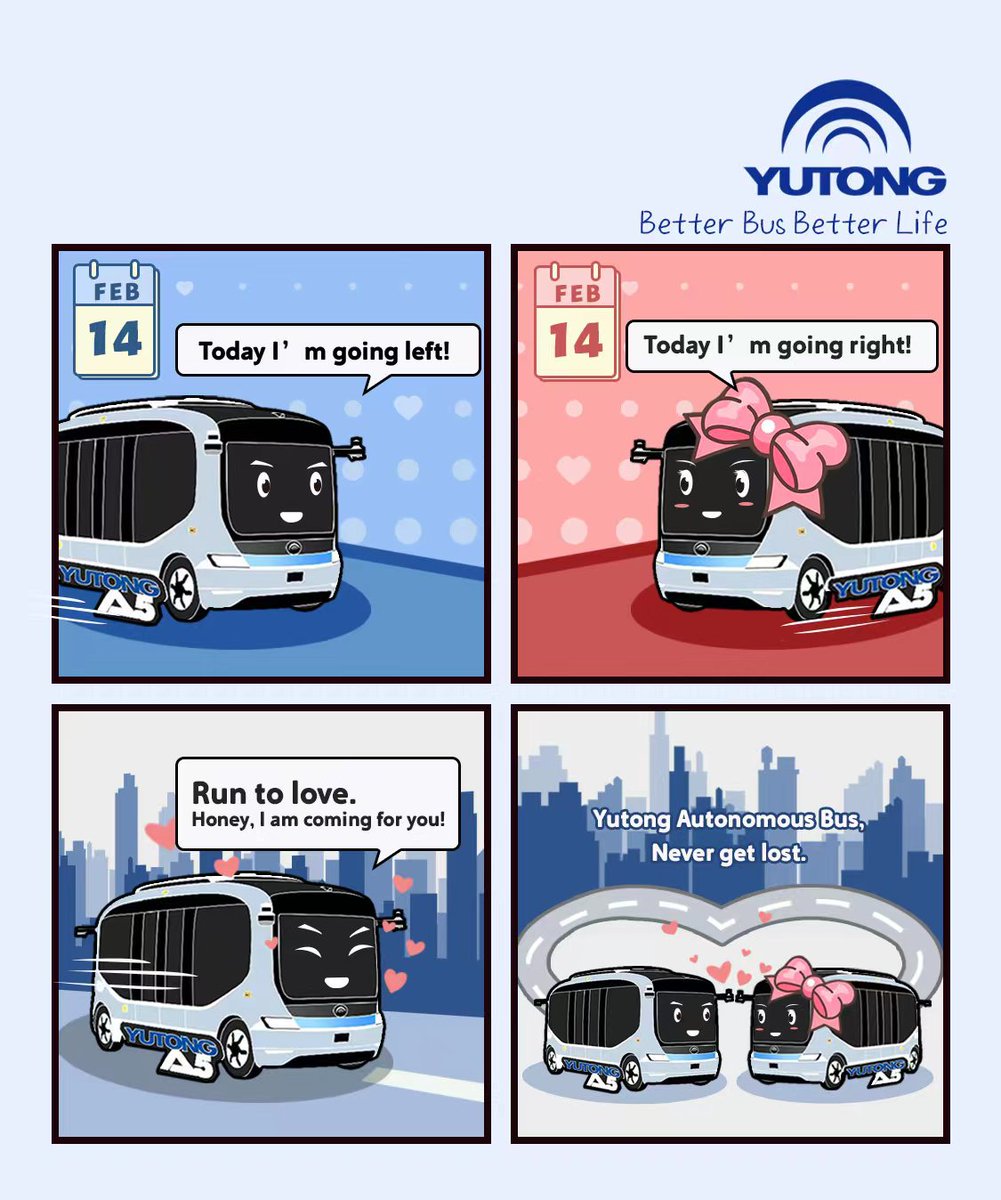 YutongGlobal's tweet image. Run to love and never get lost.
We always have telepathy with each other. 
Happy Valentine&apos;s Day! ❤️💕🥰
#ValentineDay2023 #Yutongwithyou #AutonomousBus #BetterBusBetterLife