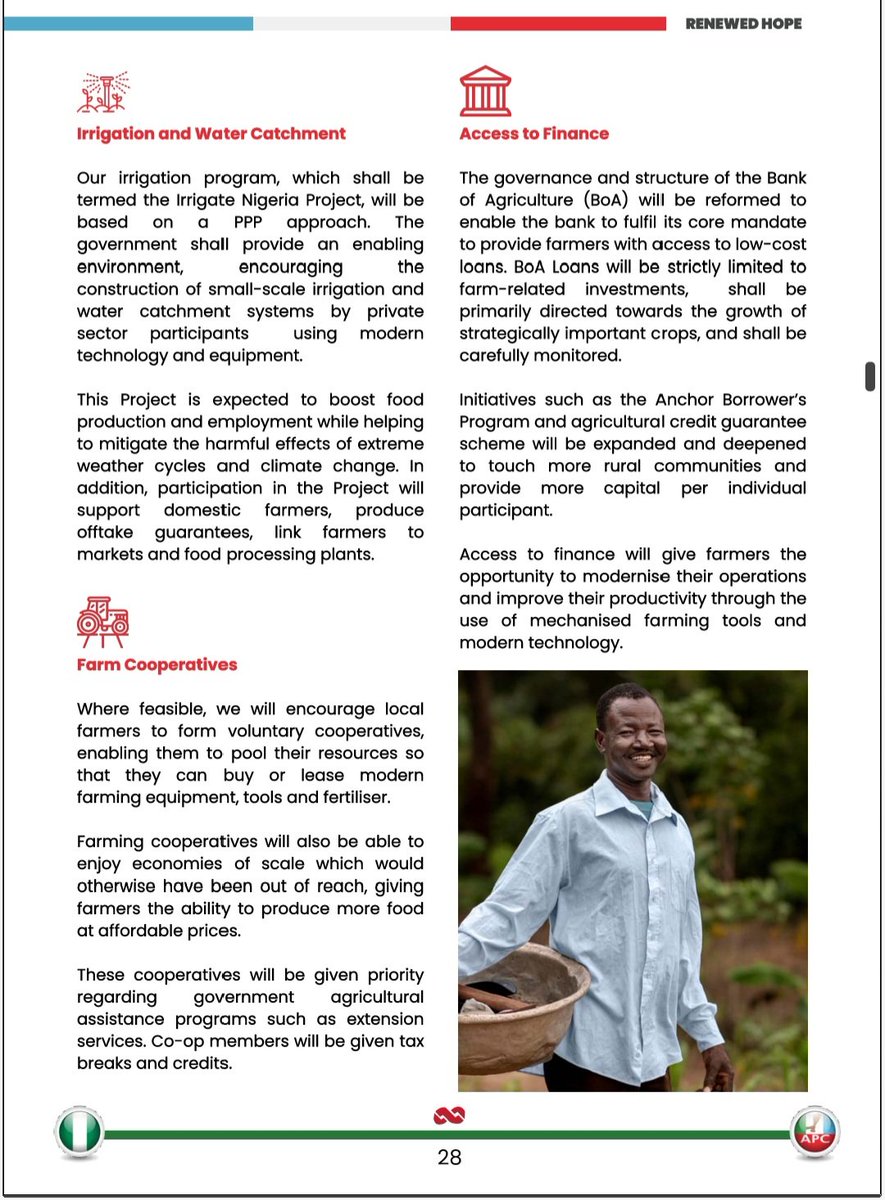 AderonkeW's tweet photo. - Modernize and expand and, cultural production and enhance strategic growing reserves.
- Introduce commodity boards into this community board to establish minimum prices for strategy crops
#renewedhope2023 #BatWeNeed https://t.co/7VMWgdWJlc