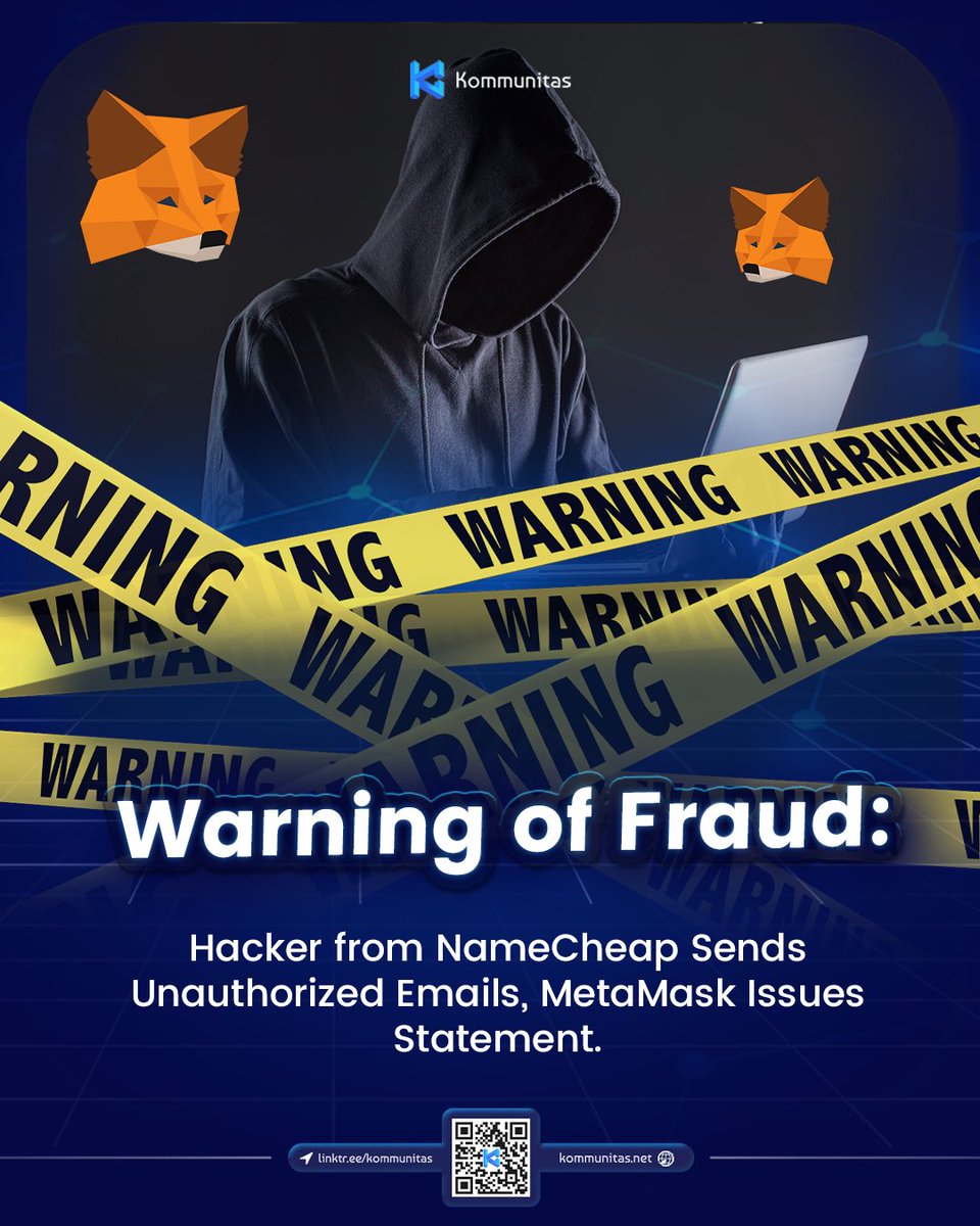 kommunitasnet's tweet image. In early February 12, NameCheap detected the misuse of one of its third-party services for sending some unauthorized emails - directly targeted MetaMask users which described the incident as an “email gateway issue”.

#KOMnews #metamask #phishing #scam #CryptoNews