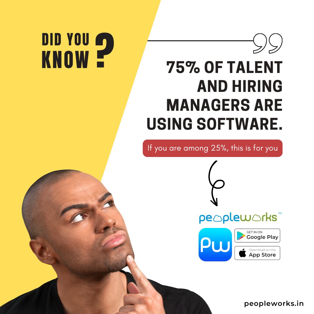 PeopleWorksBiz's tweet photo. Did you know? Most HR depends on software to automate their daily talent and hiring tasks #peopleworks

.

.

.

#humanresources #HR #humanresourcesmanagement #humanresourcesconsulting #hrms #hrmanagement #creativeminds https://t.co/hL6VlgGPmD