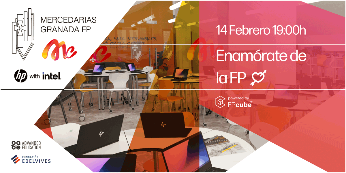 solutiaedu's tweet photo. Hoy nos enamoramos de la #FormacionProfesional en #Granada 💞
Presentamos el Centro Tecnológico de FP diseñado para Mercedarias Granada con @HPEDU @Intel_Spain y @FundacEdelvives
¡Nos ilusiona ver este proyecto #FPCube cobrando vida hoy! 😍 https://t.co/QvwcsKJvis