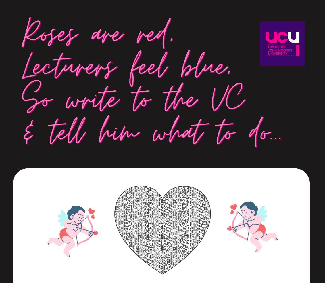 LJMUCU's tweet photo. Show your love to university staff today by writing to your local VC, and visiting your local #ucuRISING picket line 💘 https://t.co/LJy2M5zeNx