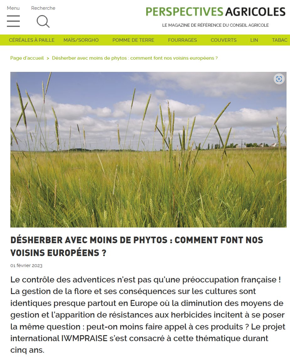 Pierre Rochepeau (@prochepeau) on Twitter photo Le projet #H2020 <a href="/IwmPraise/">IWM PRAISE</a> vient de se terminer, l'occasion d'analyser les pratiques de nos voisins 🇪🇺 en termes de désherbage utilisant moins de produits phytosanitaires.
Excellent article <a href="/PAofficiel/">PA Officiel</a> de notre expert <a href="/Arvalisofficiel/">ARVALIS</a> Ludovic Bonin 👉 t.ly/_XCu Le projet #H2020 <a href="/IwmPraise/">IWM PRAISE</a> vient de se terminer, l'occasion d'analyser les pratiques de nos voisins 🇪🇺 en termes de désherbage utilisant moins de produits phytosanitaires.
Excellent article <a href="/PAofficiel/">PA Officiel</a> de notre expert <a href="/Arvalisofficiel/">ARVALIS</a> Ludovic Bonin 👉 t.ly/_XCu