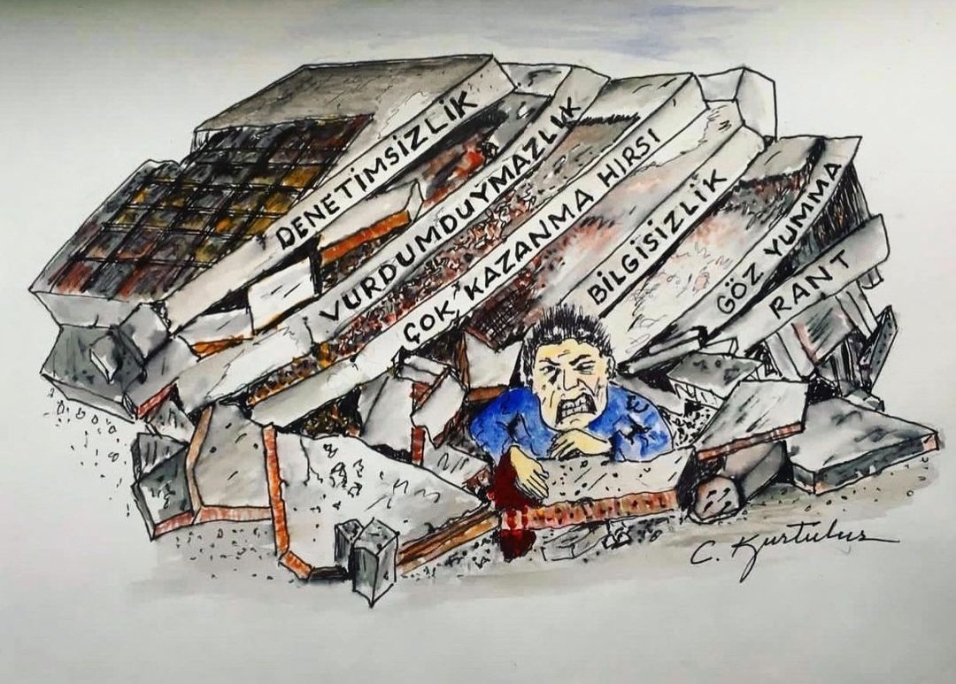 Depremde binalarımızın yıkılma nedenleri <a href="/cengizkurtulus/">cengiz</a> #deprem #depremhatay #depremmaraş #depremmaraşadıyamnantepmalatyadiyarbakıradanahatay #deprem2023 #karikatür #depremkardeşliği #ahbap #afad  #dailypost #gününkaresi
