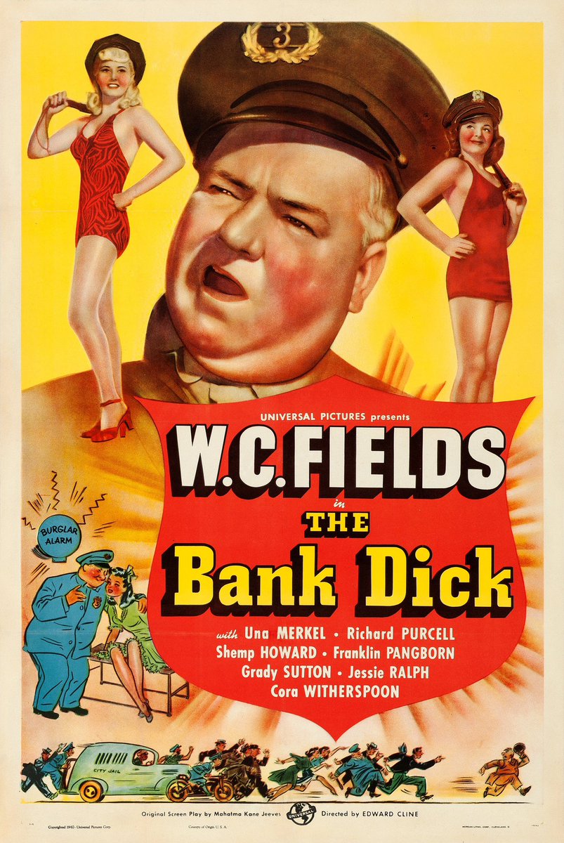 FrankMalfitano's tweet photo. FILM OF THE DAY: #WCFields wrote & stars in this classic 1940 wacky #comedy about drunken rapscallion who inadvertently foils a bank robbery & gets hired as a guard Among top comic cast #GradySutton & #FranklinPangborn shine in much larger roles than they usually got #ShempHoward https://t.co/kcXrQ4MrAD