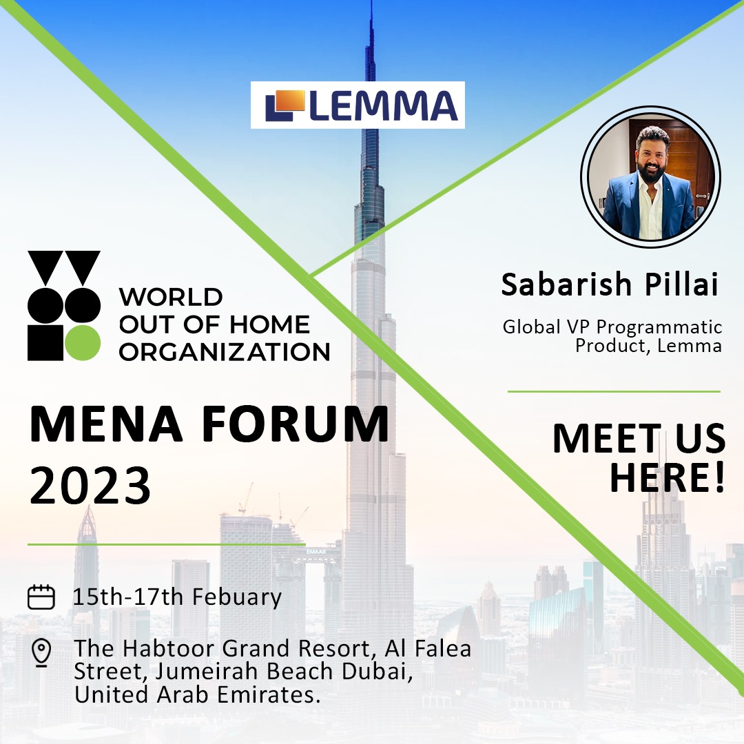 Lemma_DOOH's tweet photo. Meet our team at the World Out of Home Organization MENA Forum. 
@Lemma_DOOH @SabarishPillai6 https://t.co/2SCRdRI38f
