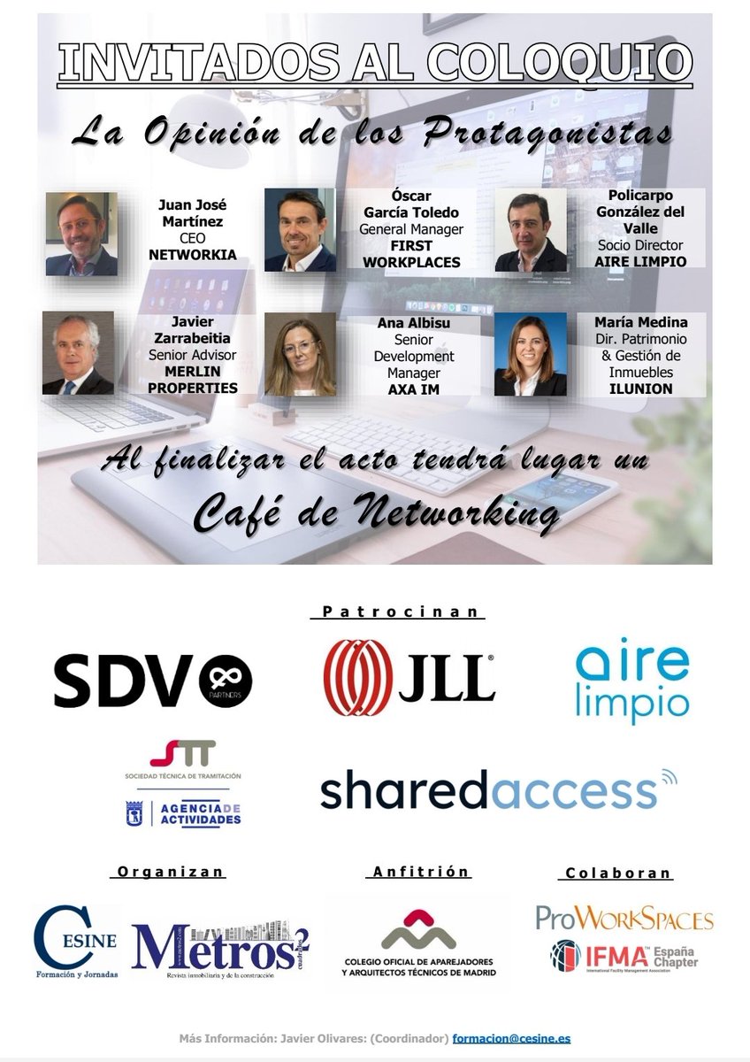 CesineEditorial's tweet photo. Compartimos la Agenda de #WORKPLACE2023 sobre el futuro del trabajo y las nuevas tendencias inmobiliarias en el sector de las #oficinas, #coworking y espacios de trabajo.
@SdvandP @JLLSpain @SteelcaseEspana @IdomGroup @SharedAccessLLC @aparejadoresmad @AireLimpio2000 https://t.co/gkj91LwaYv