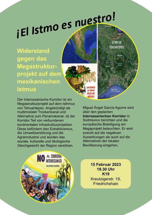 Mañana en Berlin: Miguel Angel García de la organización Maderas del Pueblo informa sobre megaproyectos y alternativas en el Istmo de Tehuantepec, #Mexiko. (en español con traducción al aleman)