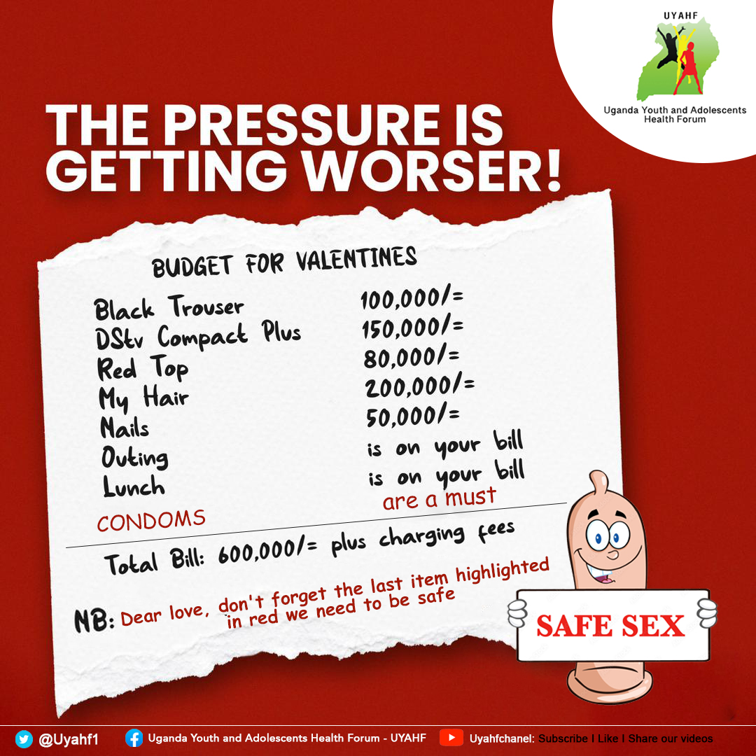 It's red! it's love in the air, Valentines day is HERE!
Just like you got to carry a gift,  Don't forget to carry Condoms along! 

SAFER IS SEXY!
#MyBodyMyHealthMyRights #PregnancyByChoice