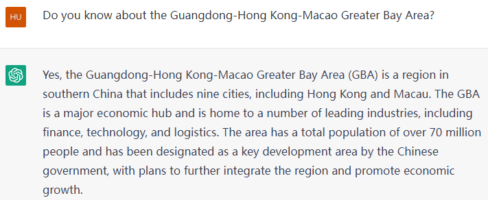 iGuangdong's tweet photo. 🤖 Everyone around the globe is talking about @OpenAI. When we asked #ChatGPT to give a briefing on the #Guangdong-Hong Kong-Macao Greater Bay Area and write a post to welcome people to come to the #GBA, here’s what we got👇:

#GDimpression #GBAfocus https://t.co/FYwmEXM9xS