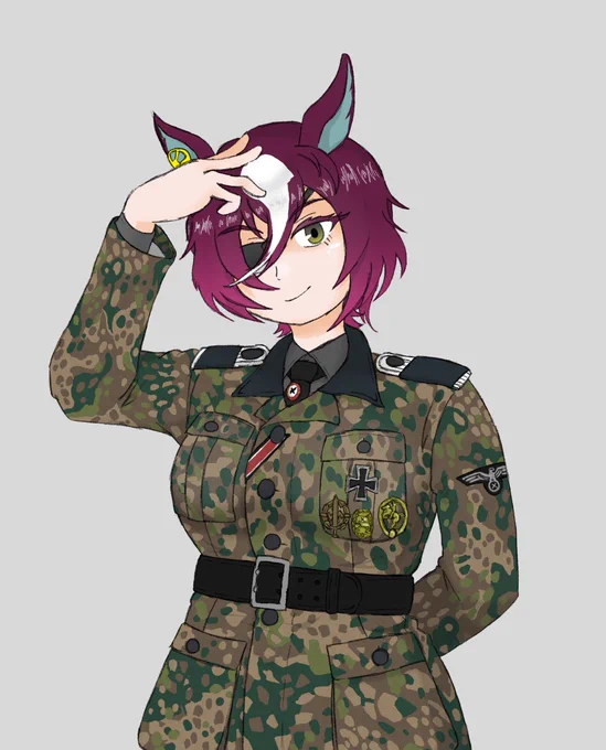 去年は独軍絵が多かったし、版権絵も独軍着せてるのばっかりである。 
