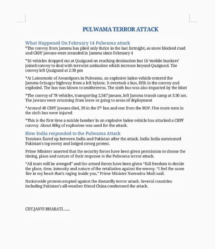gs_ncc's tweet photo. Articles written by the Cadets of GS College in remembrance of 4 years of 'PULWAMA ATTACK'. ❤️✨🙏🇮🇳

#RememberingTheBrave

@HQ_DG_NCC 
@ncc_dte 
@mumbai_group 
@DefPROMumbai https://t.co/2AjIfKSkyE