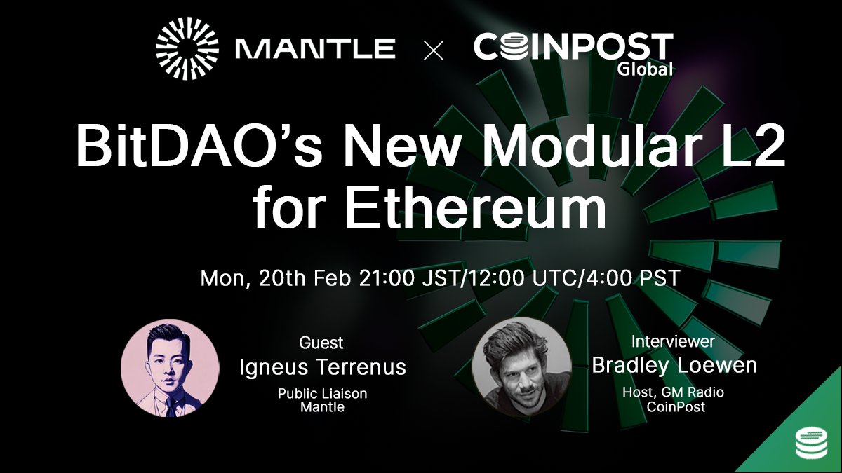 CWWWm3 (@cwwwm3) on Twitter photo 📣Next week's first #GMRadio will feature Mantle Network (<a href="/0xMantle/">Mantle Network</a>), a modular layer-2 being developed by BitDAO and others!
👥Our guest will be <a href="/IgneusTerrenus/">Igneus Terrenus</a>.
🎙️Tune in to hear what "modular L2" means and the challenges of developing as a DAO!
x.com/i/spaces/1lPJq… 📣Next week's first #GMRadio will feature Mantle Network (<a href="/0xMantle/">Mantle Network</a>), a modular layer-2 being developed by BitDAO and others!
👥Our guest will be <a href="/IgneusTerrenus/">Igneus Terrenus</a>.
🎙️Tune in to hear what "modular L2" means and the challenges of developing as a DAO!
x.com/i/spaces/1lPJq…