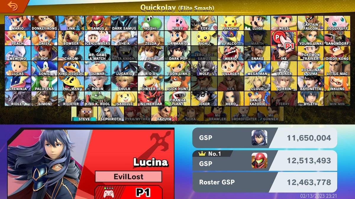 EvilLost's tweet photo. Lucina brings balance to #EliteSmash #RoadtoGold 74 down. 12 togo. #SmashBros #NintendoSwitch https://t.co/5urZ3FdVxi