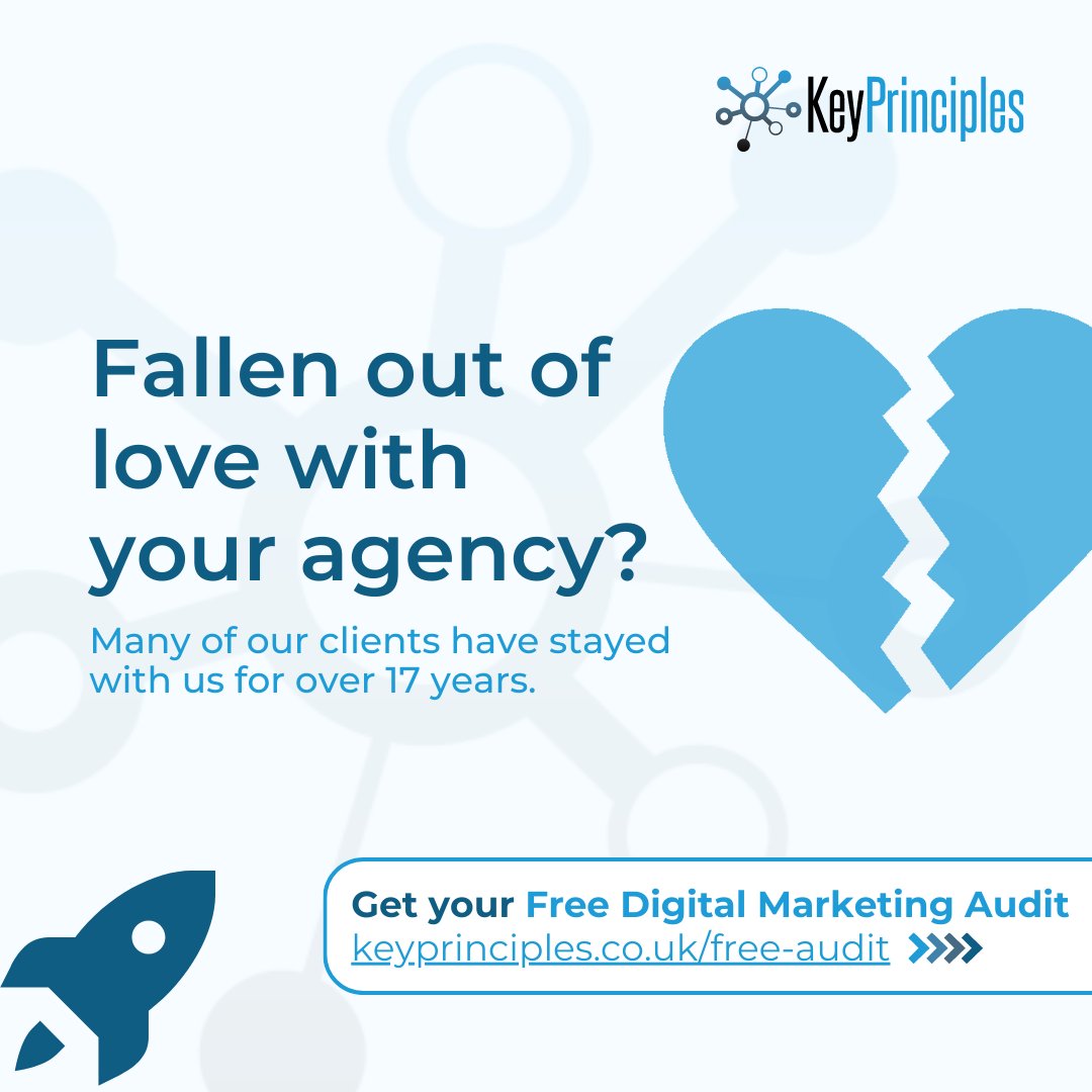 KeyPrinciples's tweet image. Happy Valentine's Day! Fallen out of love with your agency?
We only work with clients that we’re certain we can generate excellent returns for and conduct a return-on-investment calculation with every audit.
Free insights with every audit - keyprinciples.co.uk/free-audit/