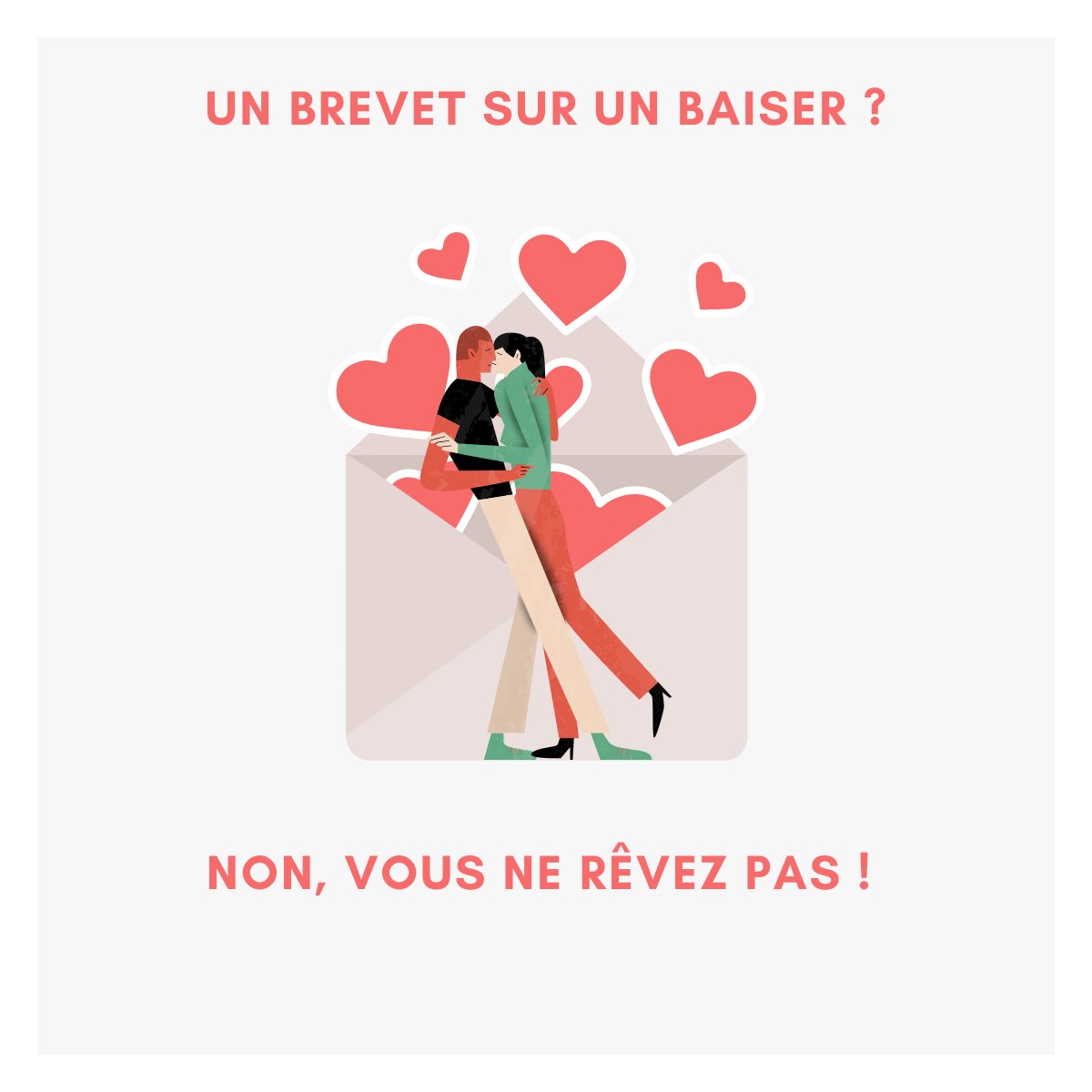 Un brevet sur un baiser ? 💋

C’est le dépôt fait par les éditions Harlequin sur le “baiser romantique”, déposé le 14 février 2011 💘

Bonne Saint Valentin à toutes et à tous 🤗