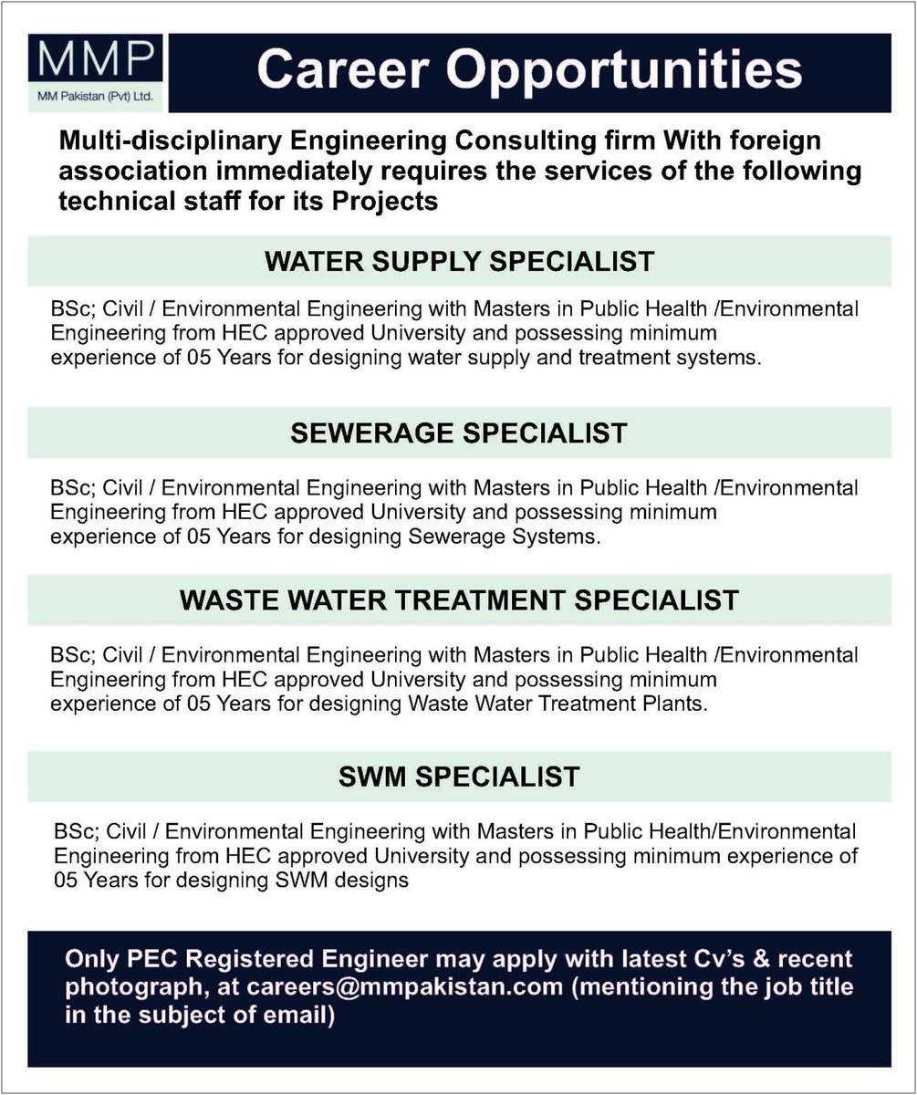 MMPglobal's tweet photo. #hiring #multiplepositions #watersupplyspecialist #seweragespecialist #wastewatertreatmentspecialist #solidwastemanagmentspecialist https://t.co/EeSBUvkK0k