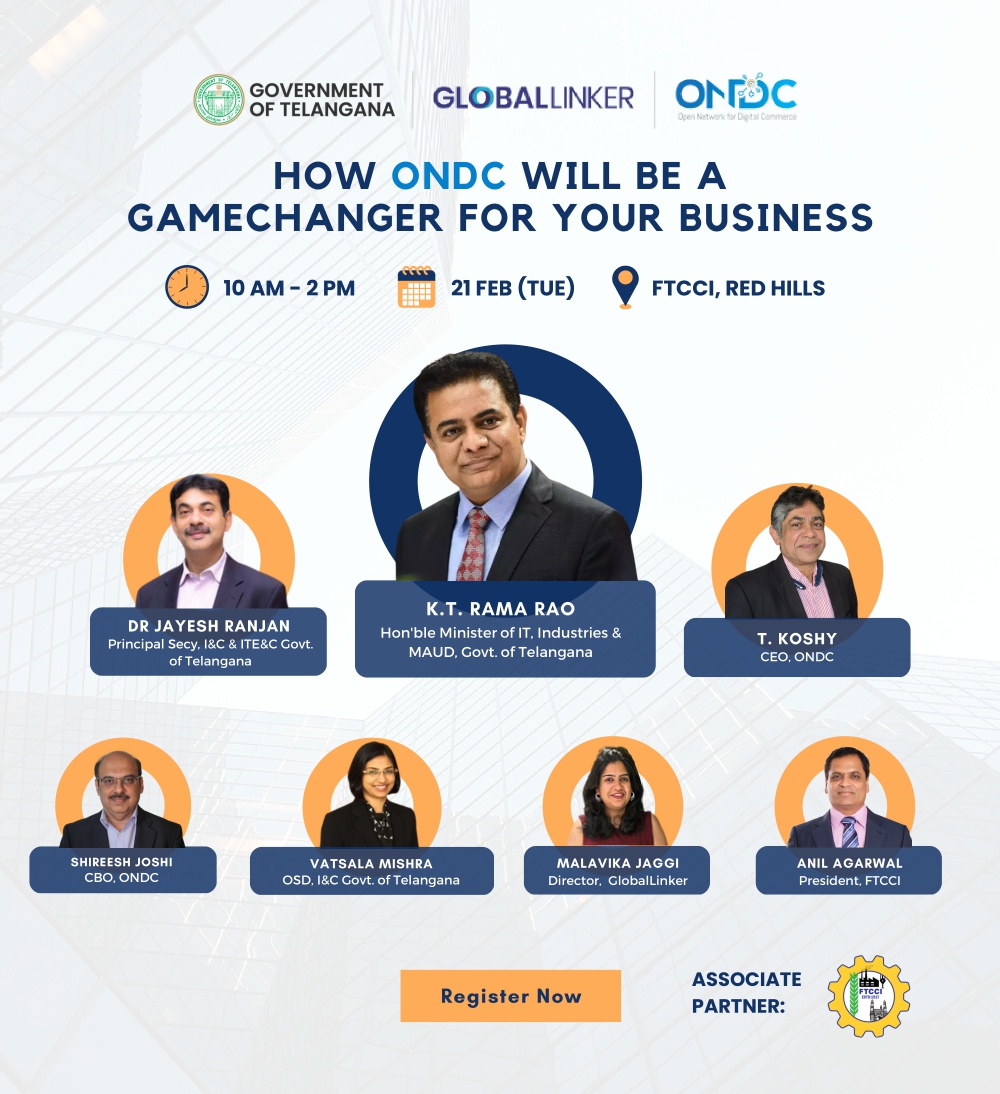FTCCI ™ (@ftcci) on Twitter photo FTCCI invites you to an event on "How Open Network for Digital Commerce (ONDC) Will Be a Gamechanger for Your Business"
Date: 21st Feb 2023
Time: 10:00am-02:00pm
Venue: FTCCI, Federation building.
Register at: ts-msme.globallinker.com/events/how-ond…
<a href="/ONDC_Official/">ONDC India</a> <a href="/GlobalLinker/">GlobalLinker</a> FTCCI invites you to an event on "How Open Network for Digital Commerce (ONDC) Will Be a Gamechanger for Your Business"
Date: 21st Feb 2023
Time: 10:00am-02:00pm
Venue: FTCCI, Federation building.
Register at: ts-msme.globallinker.com/events/how-ond…
<a href="/ONDC_Official/">ONDC India</a> <a href="/GlobalLinker/">GlobalLinker</a>