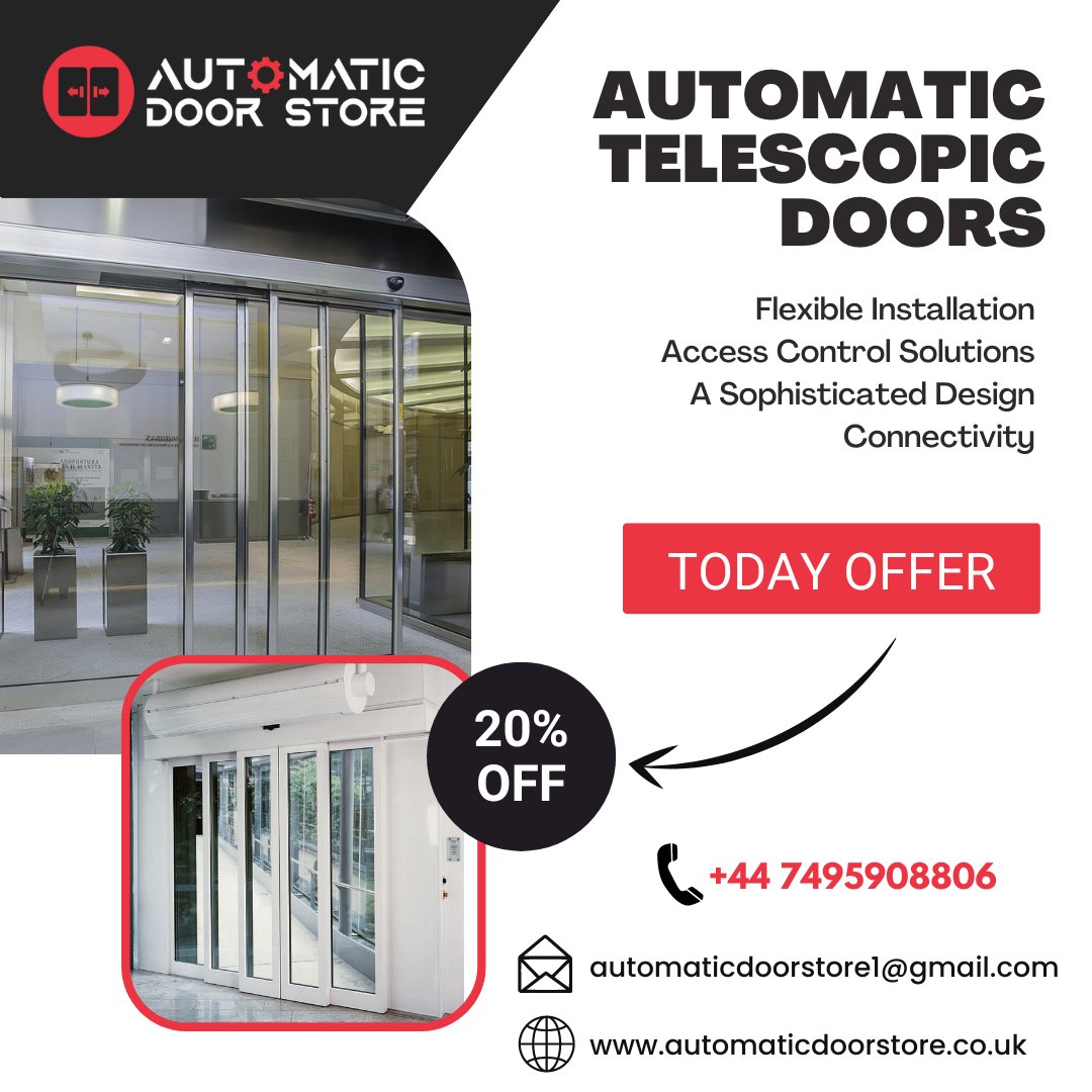 automatic_store's tweet photo. hop for automatic telescopic doors at Automatic Door Store. Buy today and get 20% off on all orders Call Now: +44 7495908806
Website: https://t.co/0fgupIL0An
#automaticdoorstore #swingdoors #shopfront #automatic #telscopicdoor #AutomaticSwing #slidingdoors #automaticdoors #door https://t.co/Hn2vGkVcpu