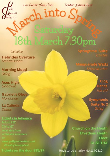 #ValentinesDay do you love music ♥️🎻🎶🎵🎺🎷🥁🎹♥️
treat the love of your life to tickets for our #Spring #concert
#Fleet #Elvetham #HartleyWintney #Yateley #Farnborough #ChurchCrookham #Hart
18 March 2022, Church on the Heath, Elvetham Heath
pellyorchestra.co.uk