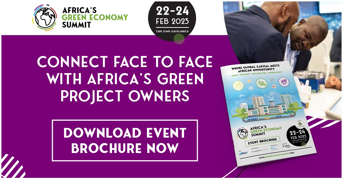 Are you seeking to learn about the projects driving Africa’s #greeneconomy?
Are you looking for investment in your #greenproject?

Then @GreenEcoSummit is for you! Download the brochure to learn more: eu1.hubs.ly/H02SxZp0

We are a proud event partner of @efestcapetown!