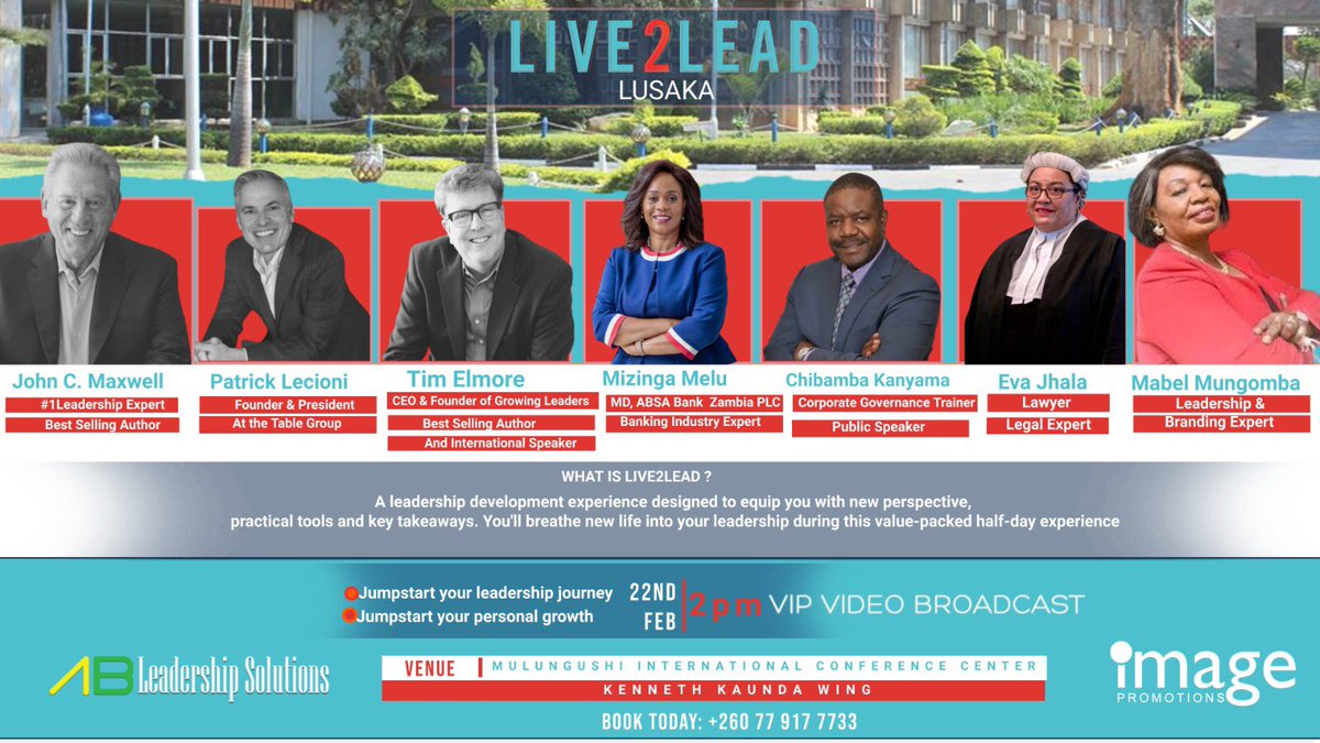 Live2LeadLusaka's tweet photo. We all deserve to be led well! Reserve your spot at #Live2LeadLusaka to learn from world-class speakers and thought leaders. #WillYouBeThere? https://t.co/wqFO62ngBh
