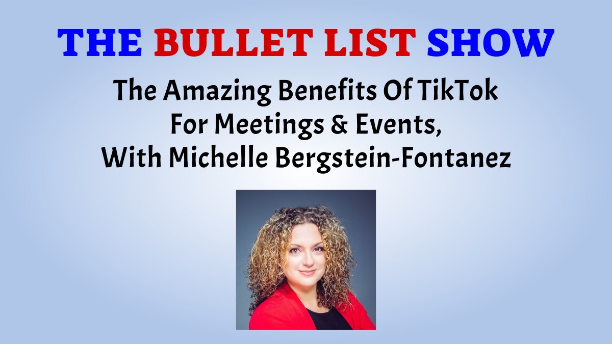 phizzpod's tweet photo. Check out the new podcast episode from @BulletListPcast - 'The Amazing Benefits Of TikTok For Meetings &amp; Events, With Michelle Bergstein-Fontanez'

Listen here --> https://t.co/SWPUkcLrdi

#Podcast #TikTok #EventProfs https://t.co/HQBhW6ij43