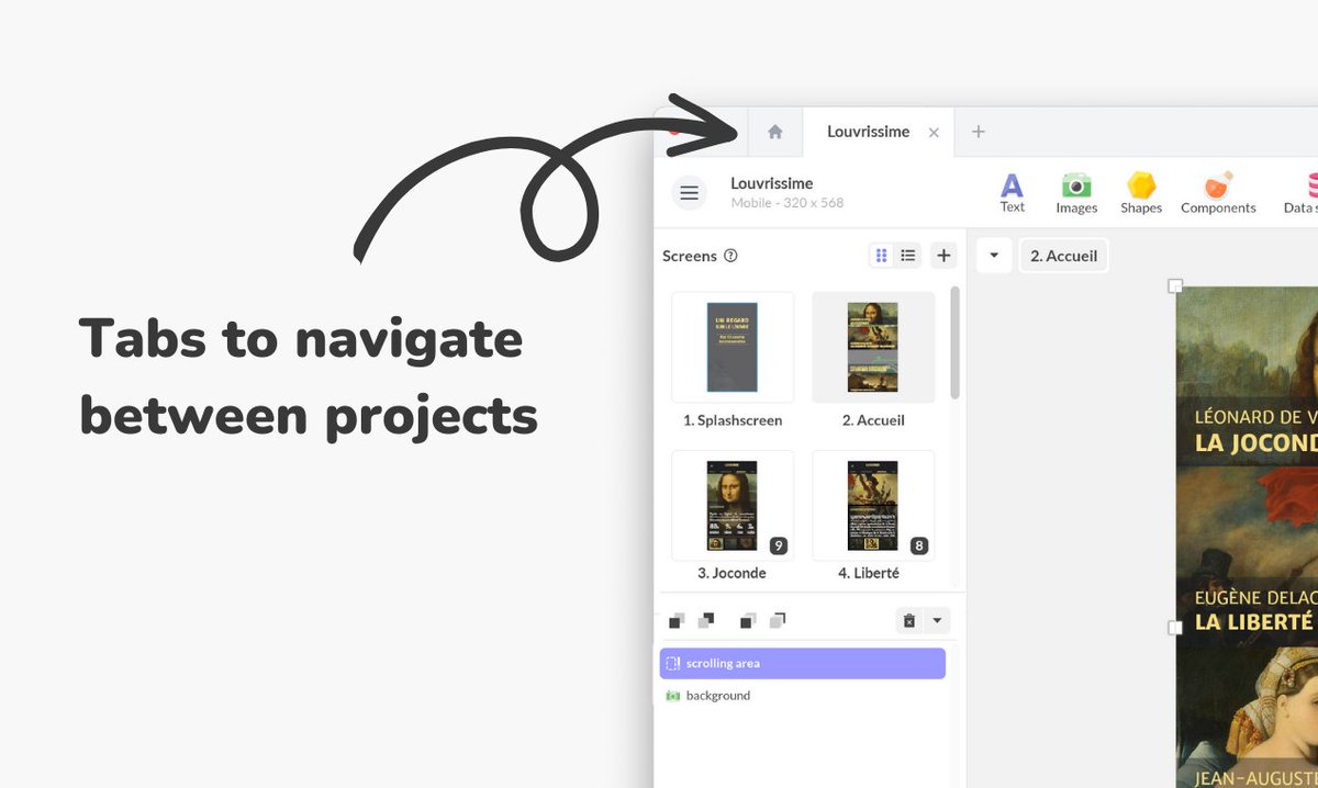 New features for PandaSuite Studio: 🐼
- Navigate with tabs
- A new homepage that groups everything together: stay focused on your creation!
- Move to production in one click
- A super mega menu
- New breadcrumb trail

Learn more: pandasuite.com/blog/what-s-ne…