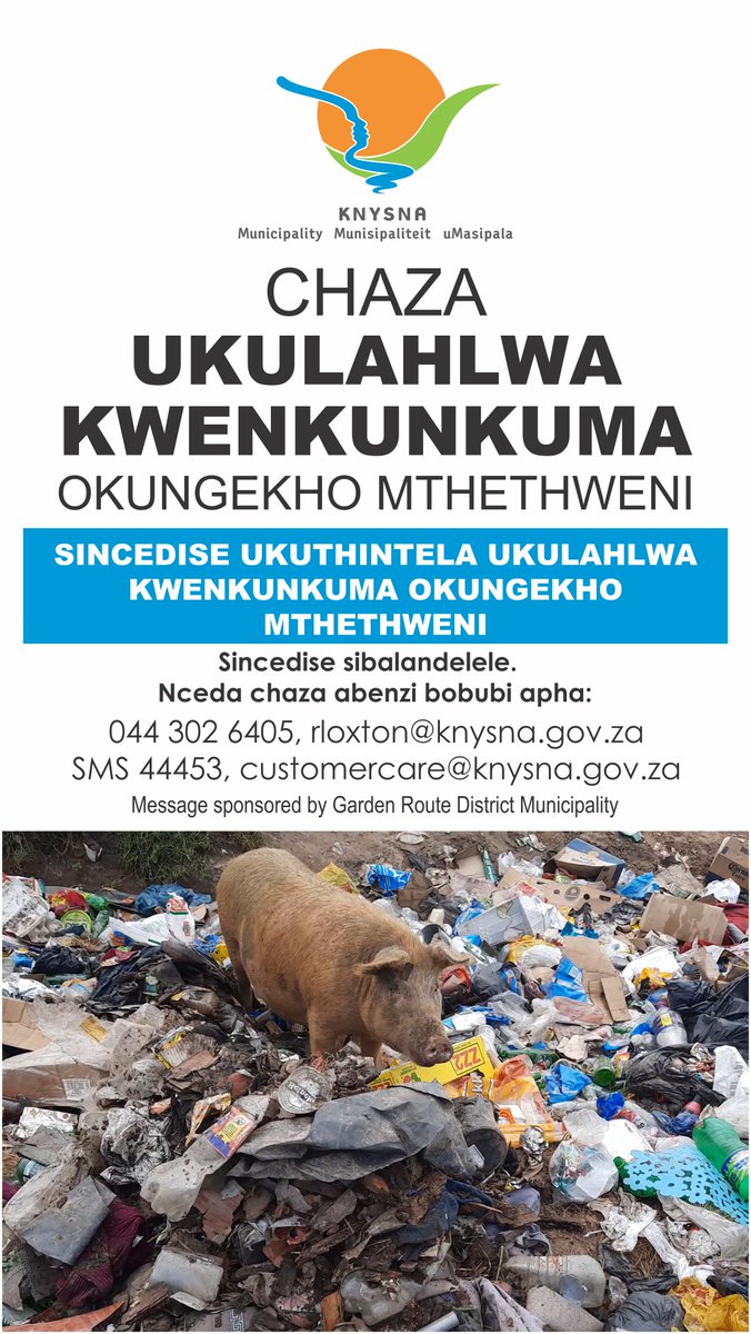 𝗜𝗟𝗟𝗘𝗚𝗔𝗟 𝗗𝗨𝗠𝗣𝗜𝗡𝗚 𝗖𝗔𝗠𝗣𝗔𝗜𝗚𝗡: 𝟭𝟯 - 𝟭𝟳 𝗙𝗲𝗯𝗿𝘂𝗮𝗿𝘆 𝟮𝟬𝟮𝟯
𝗛𝗲𝗹𝗽 𝘂𝘀 𝘀𝘁𝗼𝗽 𝗜𝗟𝗟𝗘𝗚𝗔𝗟 𝗗𝗨𝗠𝗣𝗜𝗡𝗚!!!

Let’s be the change within our communities and let’s curb illegal dumping together.

Supported by the <a href="/GardenRoute_DM/">Garden Route District Emergency Communications</a>