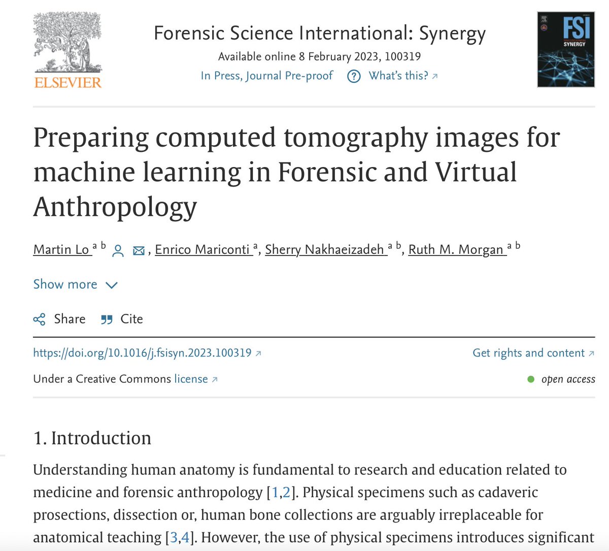 UCL ForensicSciences (@uclforensicsci) on Twitter photo 📣 Latest research led by <a href="/Martin_LLo/">Martin Lo</a> with <a href="/EnricoMariconti/">Enrico Mariconti</a>, Sherry Nakhaeizadeh & <a href="/ProfRuthMorgan/">Ruth Morgan</a>
This pipeline creates a process to transform CT data into datasets for #forensicanthropology applications
#OpenAccess 👇
sciencedirect.com/science/articl… 📣 Latest research led by <a href="/Martin_LLo/">Martin Lo</a> with <a href="/EnricoMariconti/">Enrico Mariconti</a>, Sherry Nakhaeizadeh & <a href="/ProfRuthMorgan/">Ruth Morgan</a>
This pipeline creates a process to transform CT data into datasets for #forensicanthropology applications
#OpenAccess 👇
sciencedirect.com/science/articl…