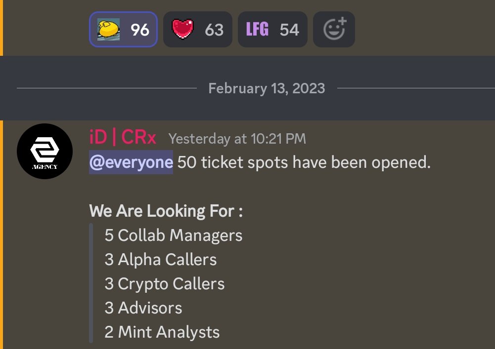 phynxonchain's tweet photo. WE ARE HIRING!!
Want an invite to our private server?

DM/Tag your favourite picks for these roles ❤️ https://t.co/ZSnqlLIbxC