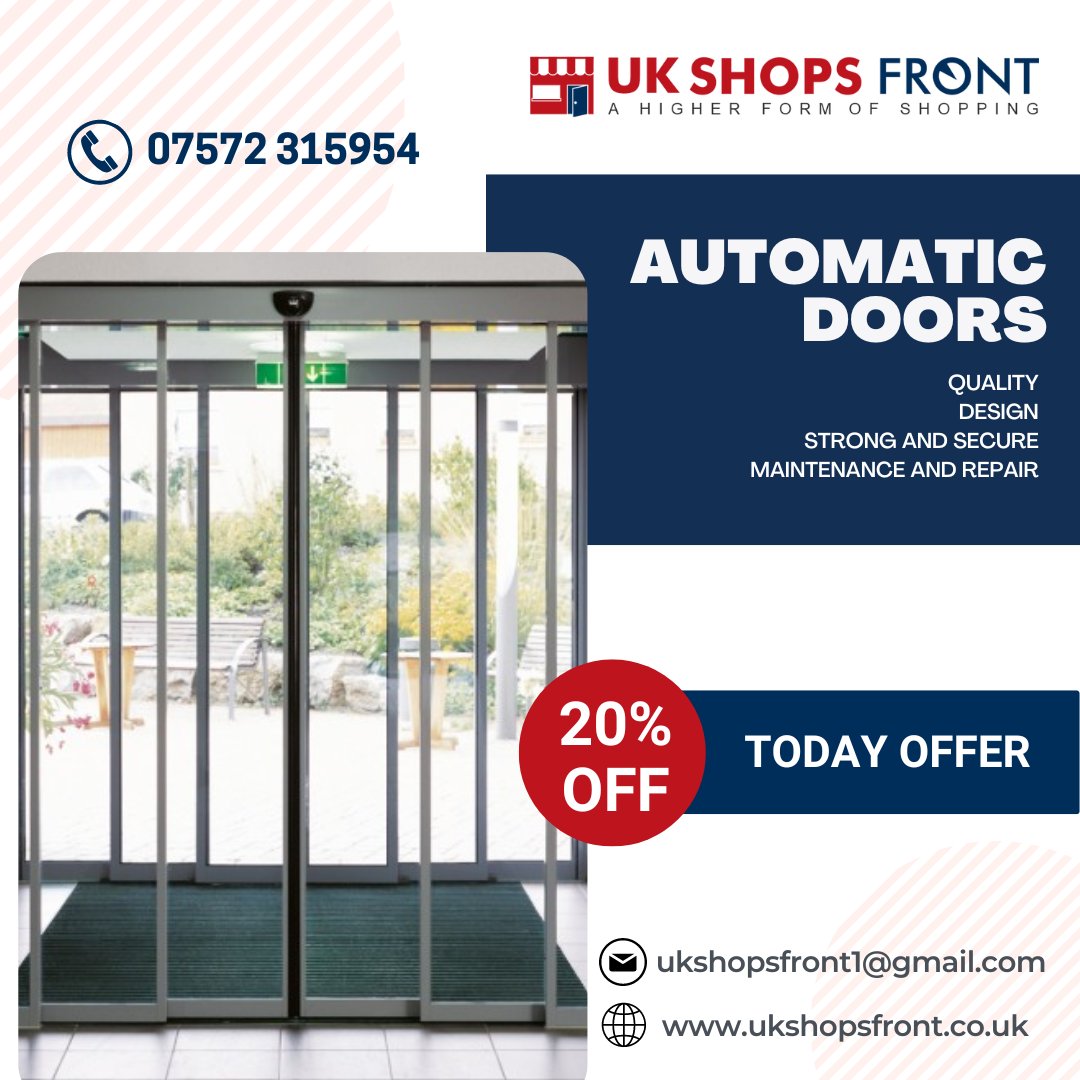 UkShopsfront's tweet photo. Get beautiful automatic doors installation in UK at discount price Get these doors at 20% off with today’s offer Call Now: +44 7572315954
Website: https://t.co/er16XtTO1O
#ukshopsfront #automaticdoors #toughenedglass #shopfront #solidrollershutter #solidshutter #solidroller #uk https://t.co/4pHakP1vzm