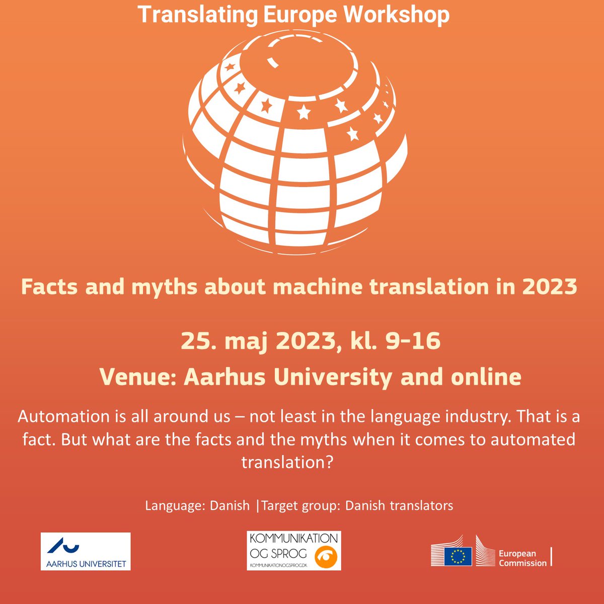 Translating Europe Workshop 2023 (au.dk)
#translatingeurope #machinetranslation #xl8  @translatores @euidanmark