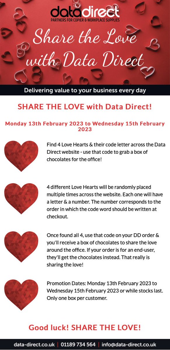 Share the Love with Data Direct - win a box of chocolates for the office:
data-direct.co.uk/Share-the-love…
#happyvalentinesday
#datadirect #toner #valentinesday #chocolates