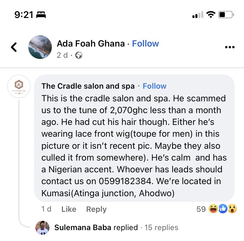 OleleSalvador's tweet photo. 🚨ATTENTION🇬🇭: MAN ON THE RUN! &amp; if you run a beauty Spa, you may also wanna be on the watch out. 

Shalom! https://t.co/6gGqVYn7Gq