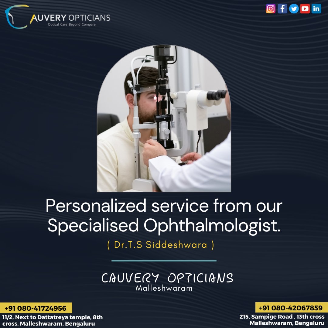 CauveryOptician's tweet image. "Experience the difference of personalized care for your eyes with our Qualified Optometrist."

For More Info-
+(91) 8951247247
cauveryopticians.com

#Cauveryopticians #EyesFirst
#EyeExamEssentials #opticians #optometrist #ophtalmology #malleshwaram #bengaluru #Bangalore