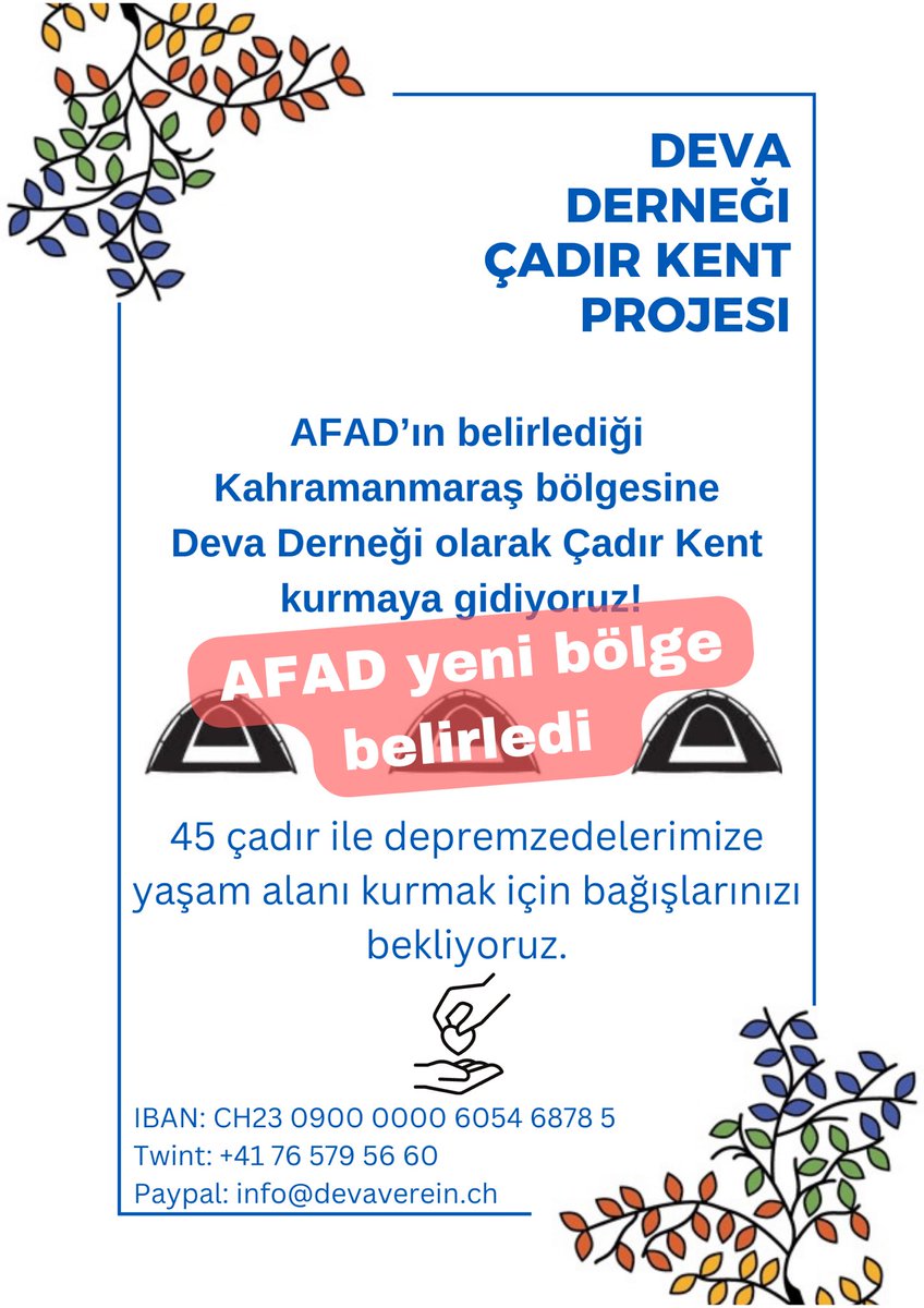DevaDernegi's tweet image. Destek ve devam eden bağışlarınız için sonsuz teşekkürler! ♥️ 

AFAD ile koordineli çalışmamızda bizi Kahramanmaraş ilimize yönlendirdi. 

14 Şubat’ta Deva ekibi olarak deprem bölgesine yola çıkıyoruz 💪🏻