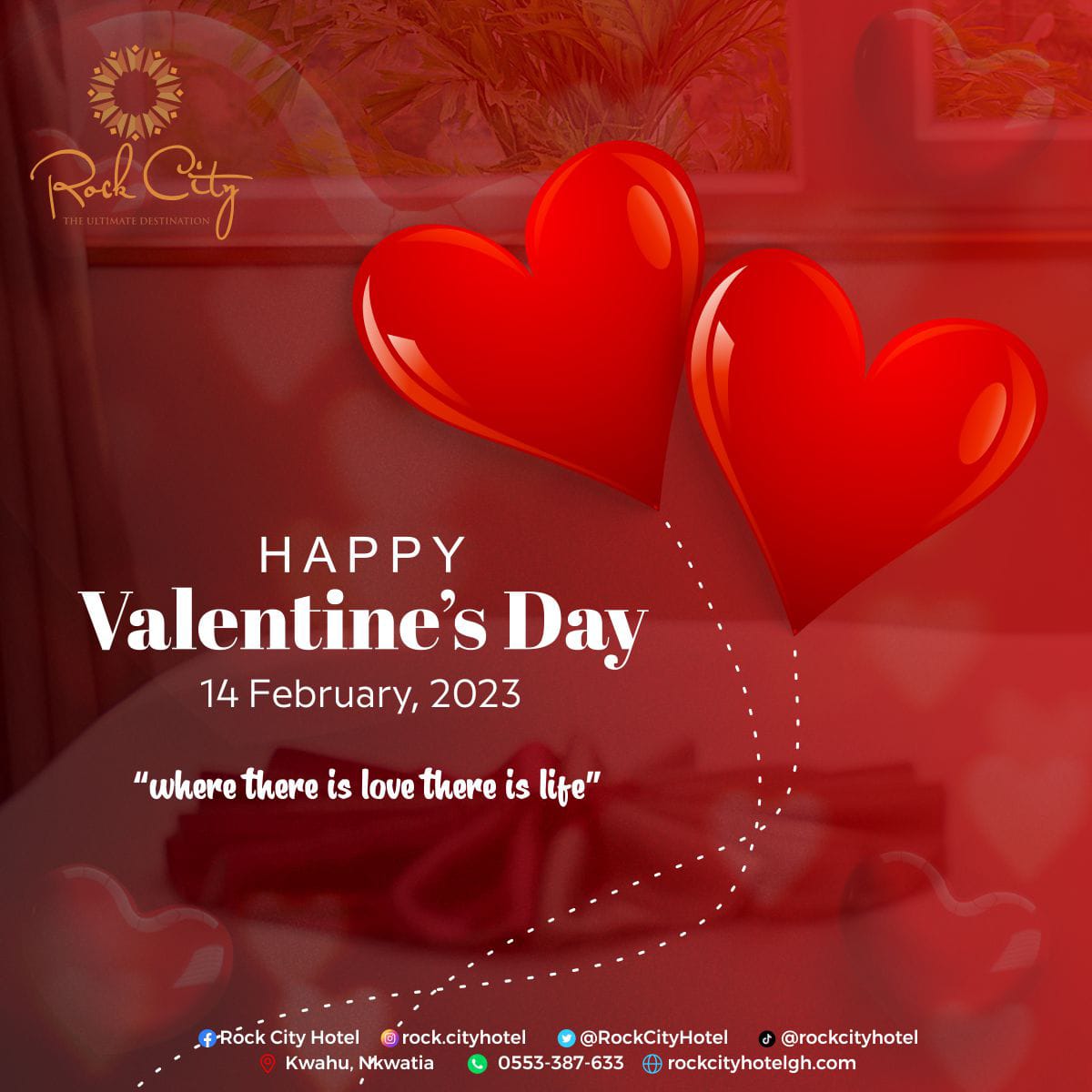 Happy Valentine's Day! At Rock City Hotel, we believe that love is the most important thing in life.
 
#RockCityHotel 
#TheUltimateDestination
#valentinedaygifts #happyvalentine #valentines 

#14february Range Rover WhatsApp