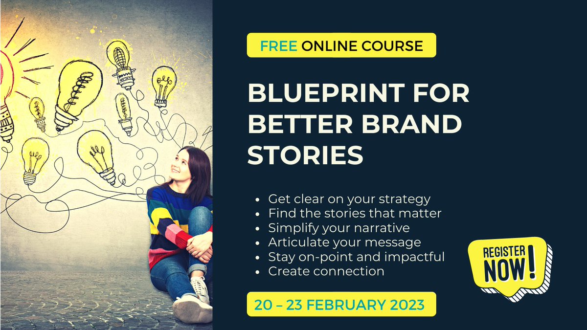 ✅Struggling to get clear on your business storytelling strategy? 
✅Want to inspire, motivate and activate your clients with a compelling narrative? 
There's a course for that! And just this once, it's completely FREE: forms.gle/mDkg9NwvogkxCU… #business #marketing #storytelling