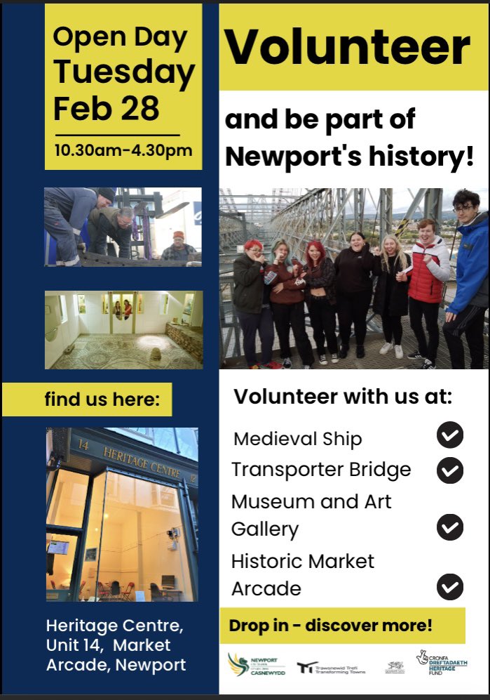 ArcadeNewport's tweet image. Volunteers!! We are looking for story gatherers, storytellers, researchers, heritage ambassadors and welcomers… Pop in and say hello at #heritagecentre #marketarcade on Tues 28th Feb.