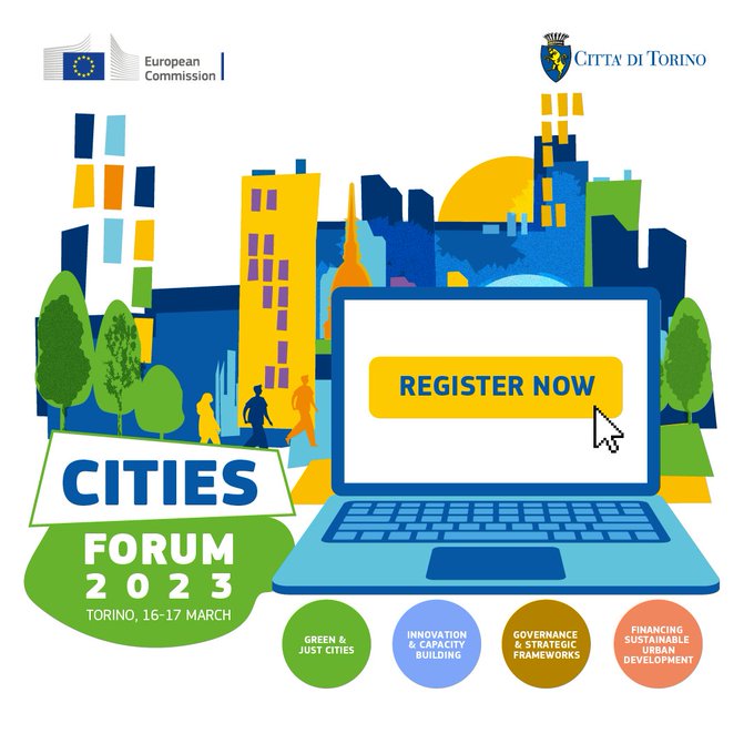 #event
🗓️ 16-17 March, Torino
🔝 5th edition of Cities Forum
💡 Focus: bring together key urban #stakeholders at European 🇪🇺,  national, regional and local levels who are committed to a green and just future of cities.
👉More info: citiesforum2023.eu