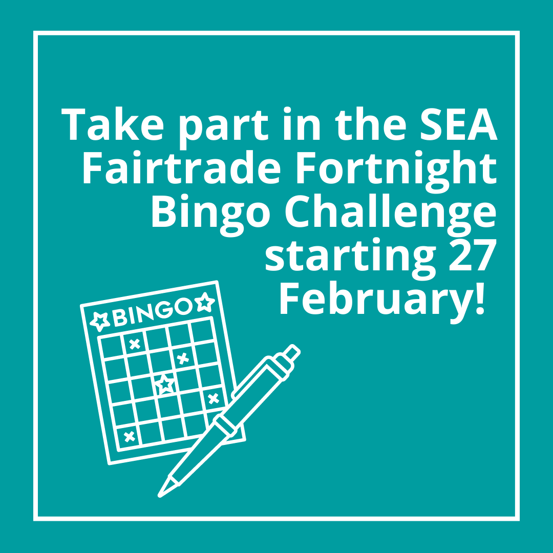 SEA_Edu's tweet photo. 🌏Take part in the SEA #FairtradeFortnight Bingo Challenge starting 27 February!🌏

✨Each day your class will complete an exciting challenge from the bingo sheet tasks – these can contribute to Fair Awards, as well as IDL and LfS!

Learn more: https://t.co/owPjGeFFU8 https://t.co/wxrxLllL46