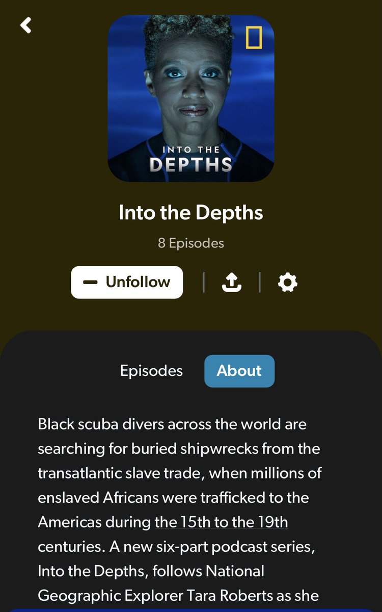 <a href="/KeneAkers/">Kenny Akers</a> National Geographic has a 6 part podcast from Tara Roberts about Black scuba divers and their search for slave ships. It's called Into the Depths. The head of the organization helped excavate the Clotilda.