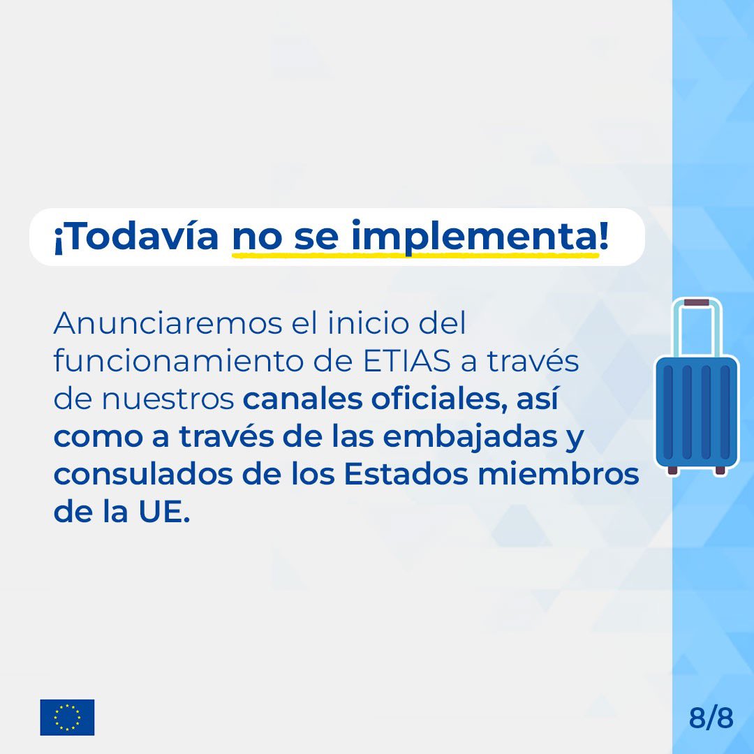 UEenMexico's tweet photo. 🚨 #ETIAS aún NO entra en operación‼️

Anunciaremos su entrada en vigor con varios meses de anticipación para que no tengas ningún problema a la hora de planear tu viaje a Europa.

Mantente al pendiente e infórmate solo a través de canales oficiales 🇪🇺

ℹ️ https://t.co/OlCpJVtJRk https://t.co/xmzrscjy1K